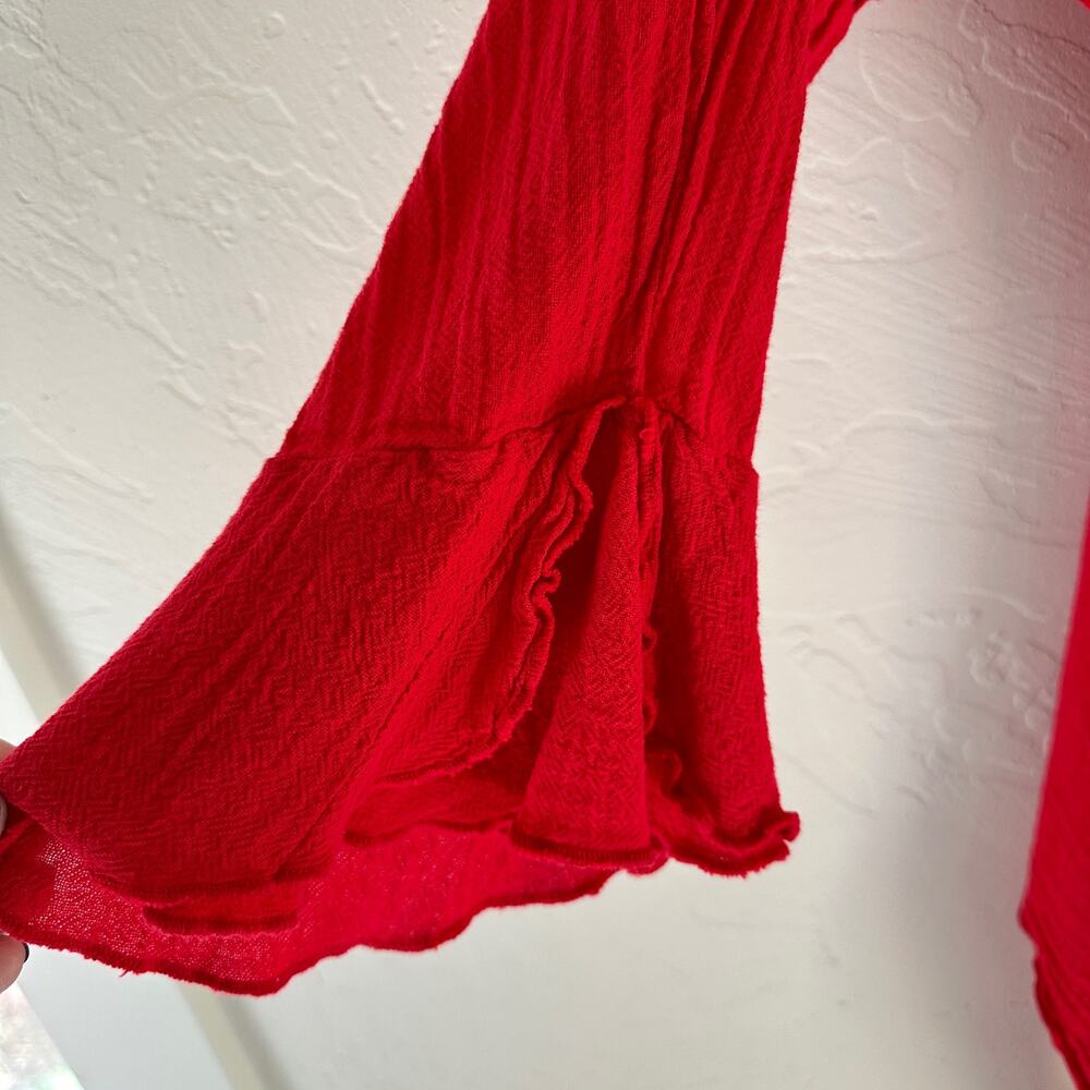 OH MY GAUZE | Womens Asymmetrical Irene Tunic Top $75 NEW Size S/M Red Lagenlook - Picture 8 of 12